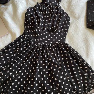 Polka Dot Flowy Halter Dress